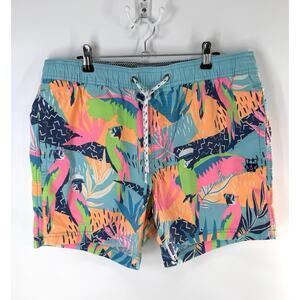 Party Pants Capt’n Stretch Swim Trunks Shorts Unlined Pockets Drawstring Beach L
